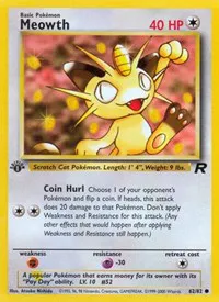 A picture of the Meowth Pokemon card from Team Rocket
