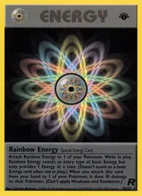 A picture of the Rainbow Energy Pokemon card from Team Rocket