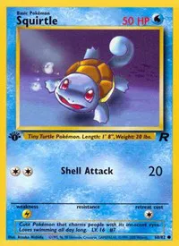 A picture of the Squirtle Pokemon card from Team Rocket