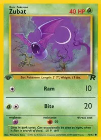A picture of the Zubat Pokemon card from Team Rocket
