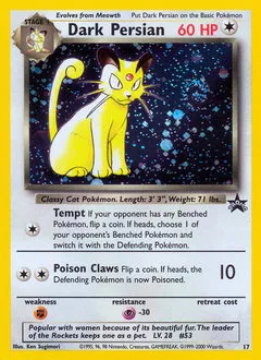 A picture of the Dark Persian Pokemon card from WOTC Promos