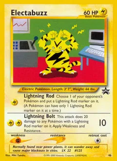 A picture of the Electabuzz Pokemon card from WOTC Promos