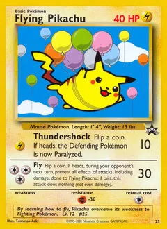 A picture of the Flying Pikachu Pokemon card from WOTC Promos