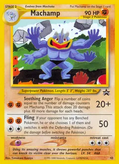 A picture of the Machamp Pokemon card from WOTC Promos