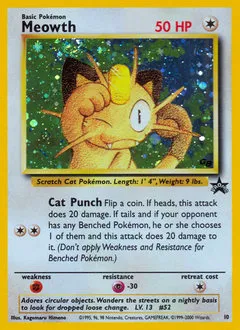A picture of the Meowth Pokemon card from WOTC Promos