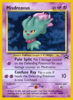 A picture of the Misdreavus Pokemon card from WOTC Promos