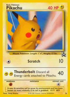 A picture of the Pikachu Pokemon card from WOTC Promos