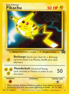 A picture of the Pikachu Pokemon card from WOTC Promos