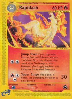 A picture of the Rapidash Pokemon card from WOTC Promos
