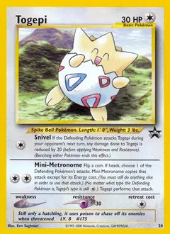 A picture of the Togepi Pokemon card from WOTC Promos
