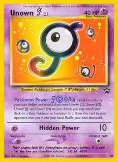 A picture of the Unown [J] Pokemon card from WOTC Promos