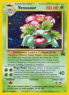 A picture of the Venusaur Pokemon card from WOTC Promos